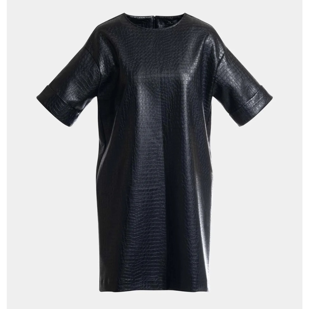 NWT Natori Faux Croc Leather T-Shirt Dress Women's Size M I